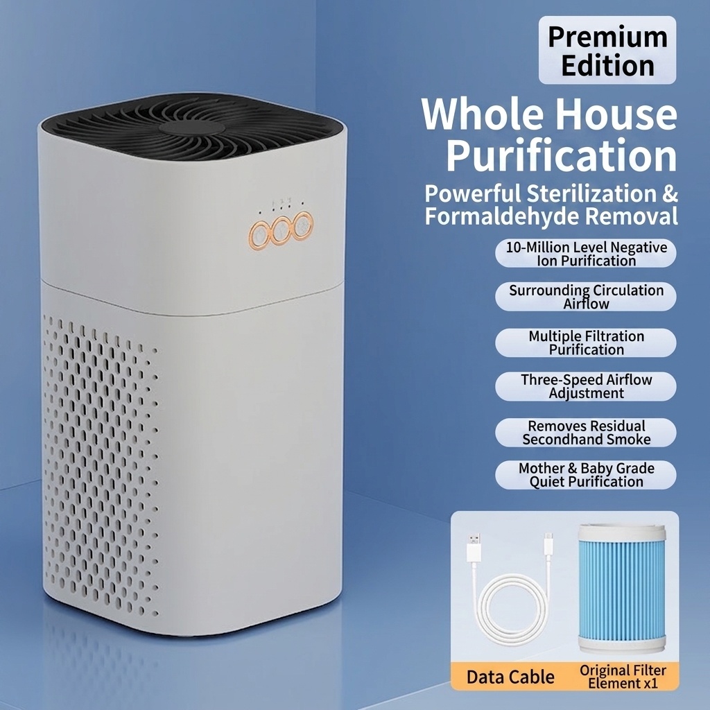 Portable HEPA Air Purifier with Activated Carbon, Blue Light Ionizer & Aromatherapy Tank, 2-Speed, Quiet Night Mode, USB-C Powered Air Cleaner