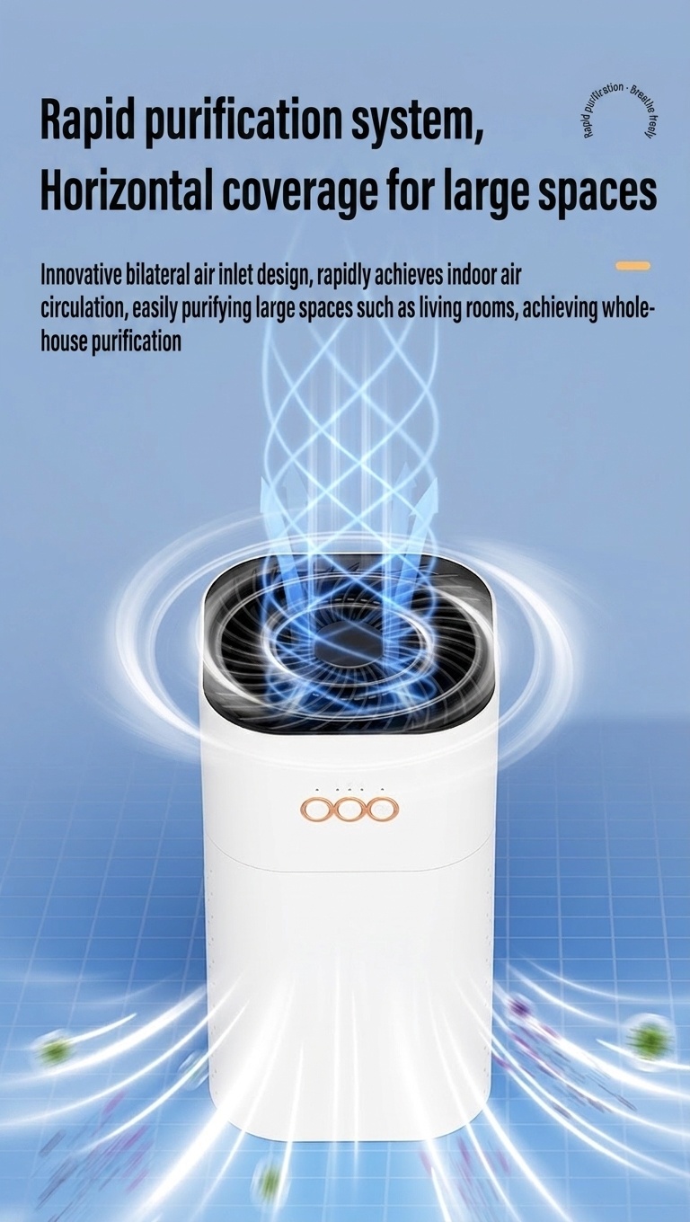 Portable HEPA Air Purifier with Activated Carbon, Blue Light Ionizer & Aromatherapy Tank, 2-Speed, Quiet Night Mode, USB-C Powered Air Cleaner
