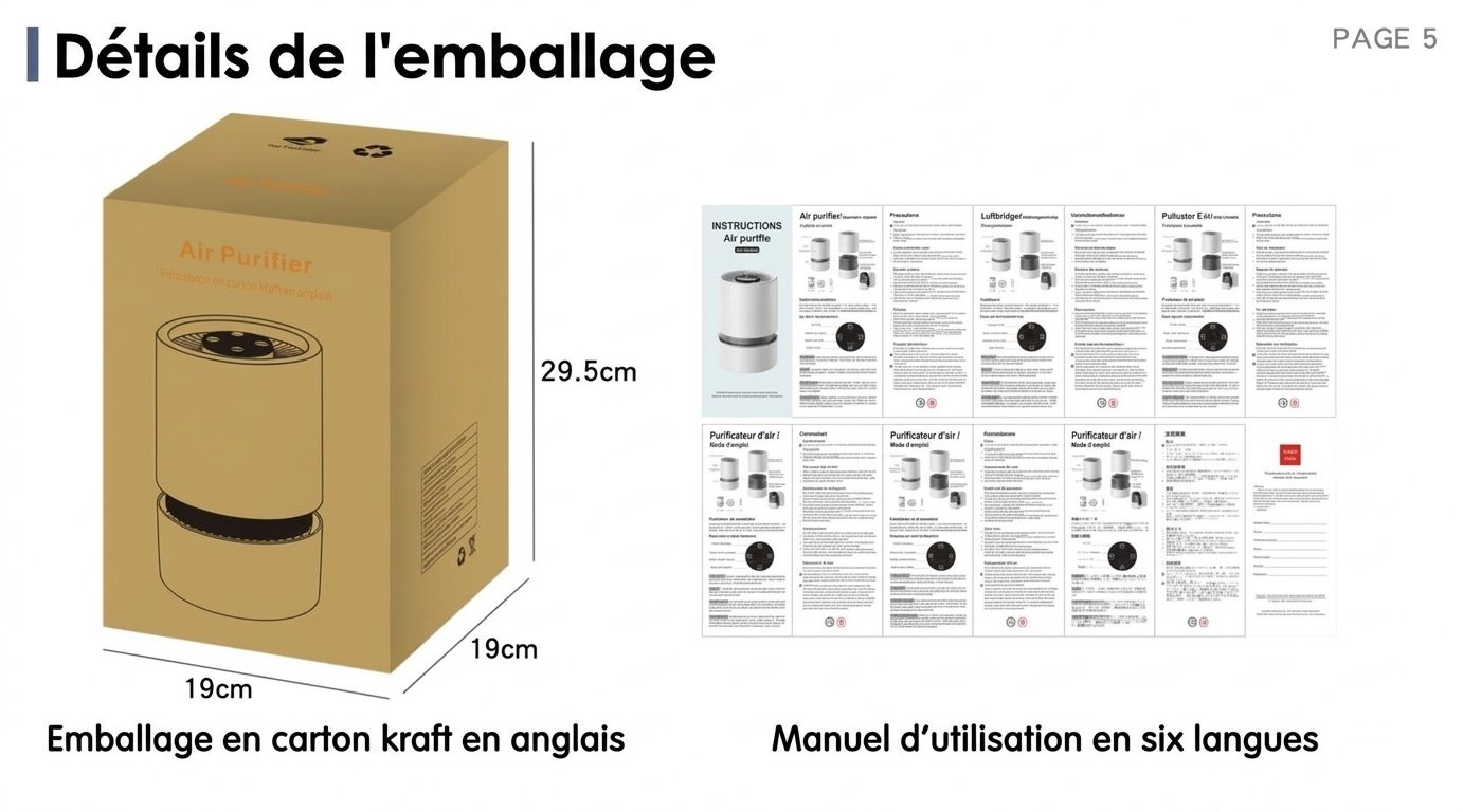 Purificateur d'air portable pour la maison avec filtre HEPA multicouche et parfum intégré, fonctionnement silencieux, élimine la poussière, le pollen et les odeurs, alimentation USB