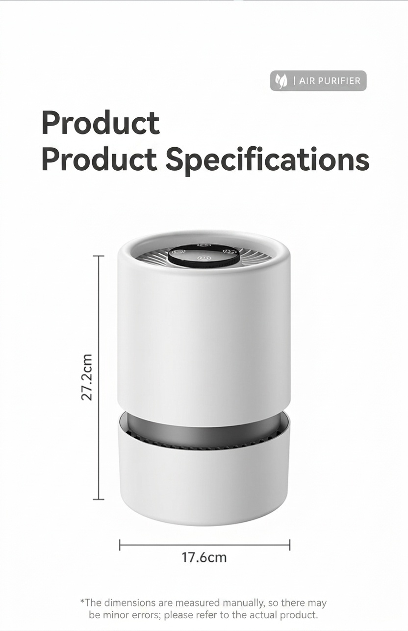 Portable Home Air Purifier with Multi-Layer HEPA Filter & Built-in Fragrance, Quiet Operation Air Cleaner for Dust, Pollen & Odors, USB Powered