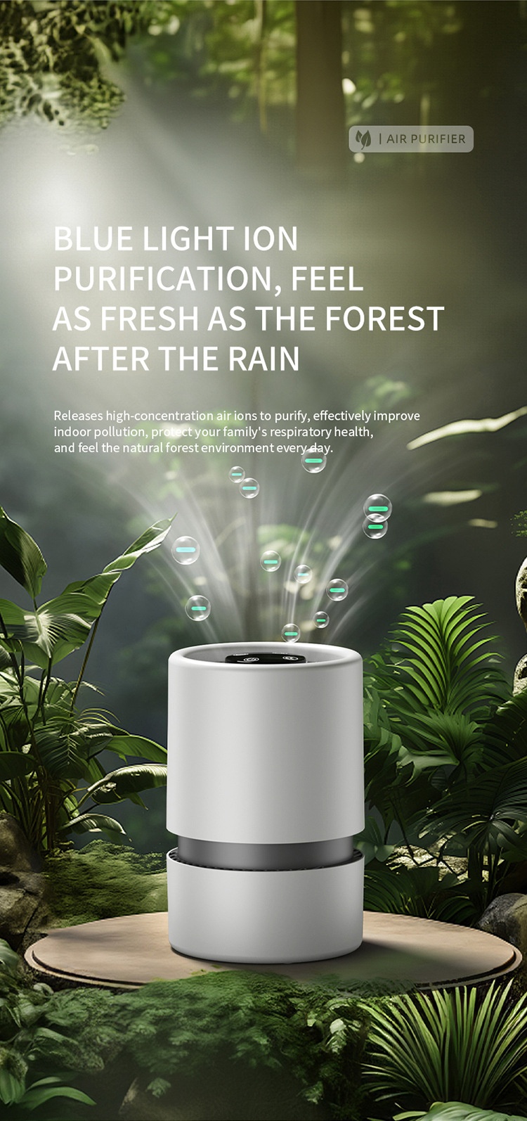 Portable Home Air Purifier with Multi-Layer HEPA Filter & Built-in Fragrance, Quiet Operation Air Cleaner for Dust, Pollen & Odors, USB Powered