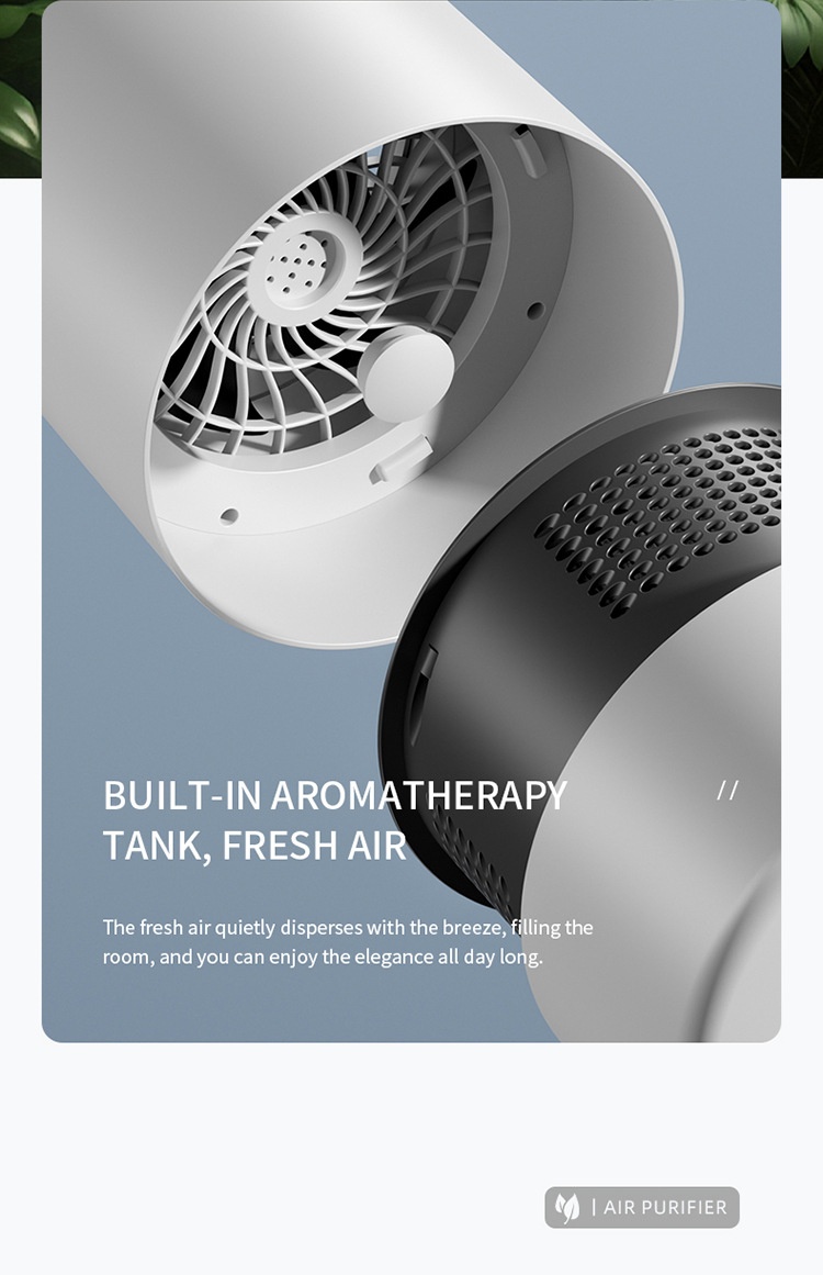 Portable Home Air Purifier with Multi-Layer HEPA Filter & Built-in Fragrance, Quiet Operation Air Cleaner for Dust, Pollen & Odors, USB Powered