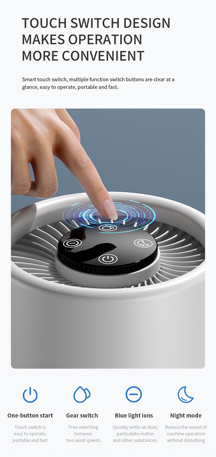 Portable Home Air Purifier with Multi-Layer HEPA Filter & Built-in Fragrance, Quiet Operation Air Cleaner for Dust, Pollen & Odors, USB Powered