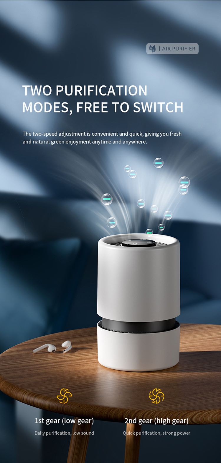 Portable Home Air Purifier with Multi-Layer HEPA Filter & Built-in Fragrance, Quiet Operation Air Cleaner for Dust, Pollen & Odors, USB Powered