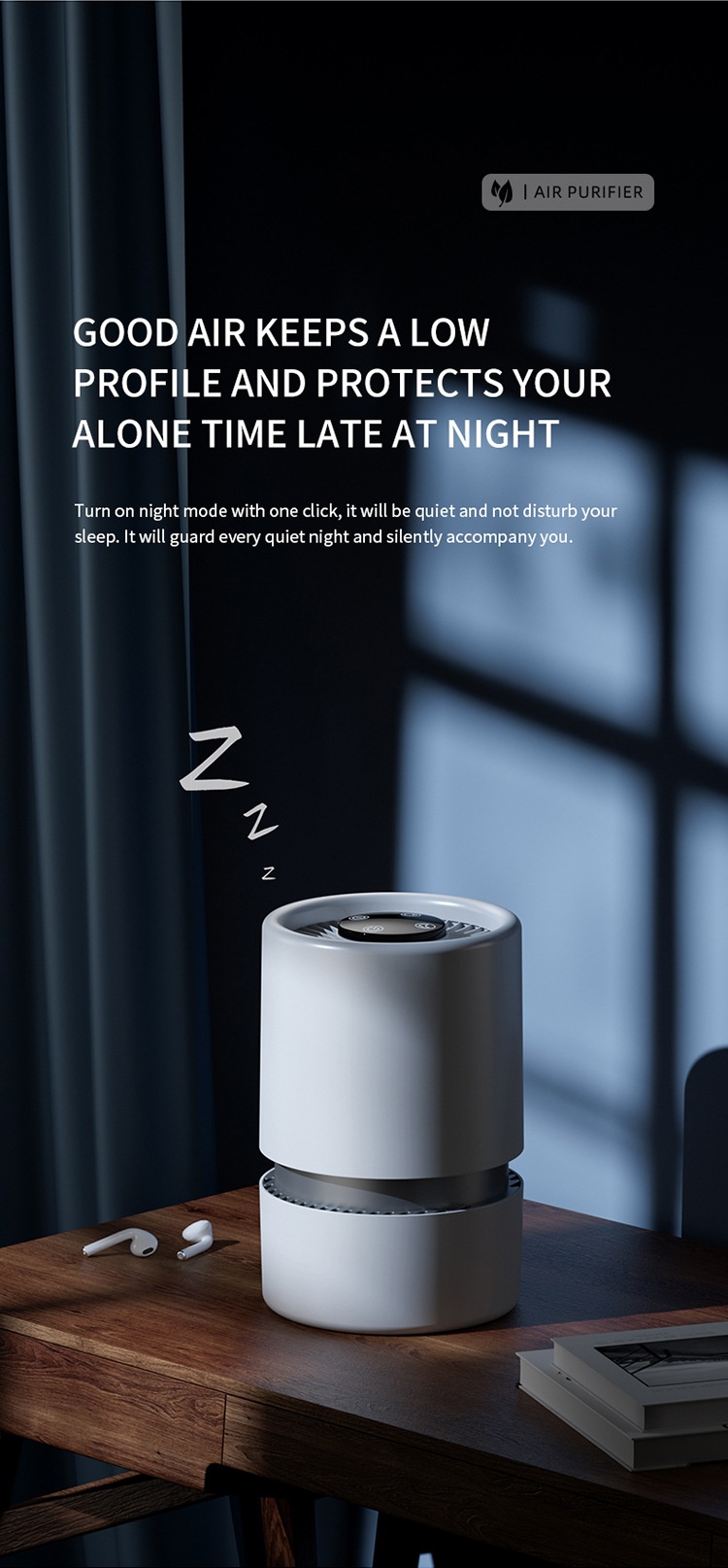 Portable Home Air Purifier with Multi-Layer HEPA Filter & Built-in Fragrance, Quiet Operation Air Cleaner for Dust, Pollen & Odors, USB Powered