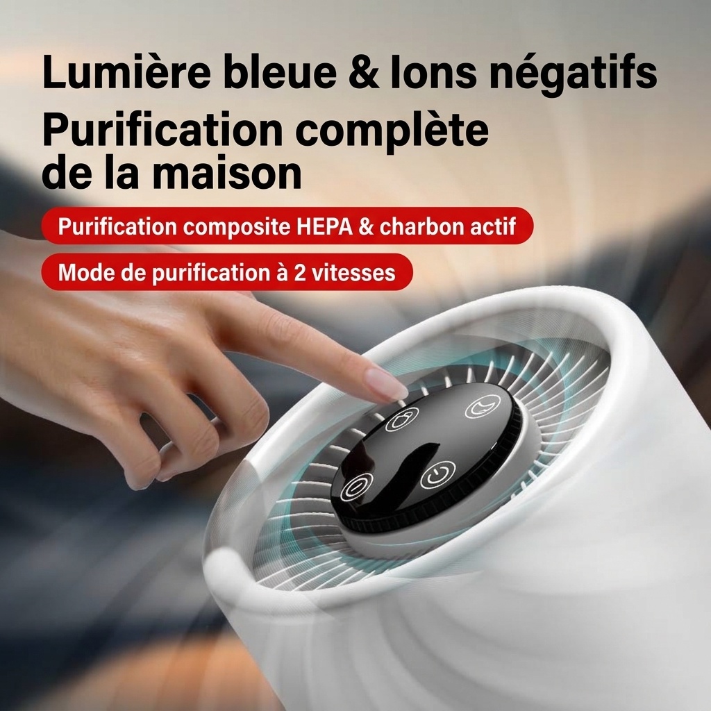Purificateur d'air portable pour la maison avec filtre HEPA multicouche et parfum intégré, fonctionnement silencieux, élimine la poussière, le pollen et les odeurs, alimentation USB