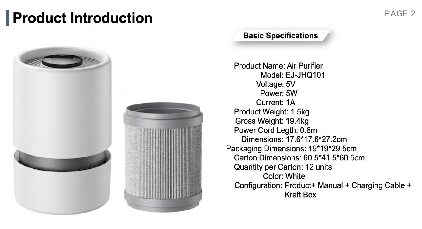 Portable Home Air Purifier with Multi-Layer HEPA Filter & Built-in Fragrance, Quiet Operation Air Cleaner for Dust, Pollen & Odors, USB Powered