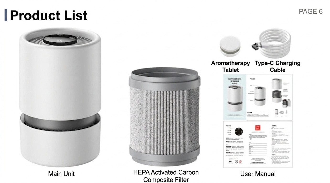 Portable Home Air Purifier with Multi-Layer HEPA Filter & Built-in Fragrance, Quiet Operation Air Cleaner for Dust, Pollen & Odors, USB Powered