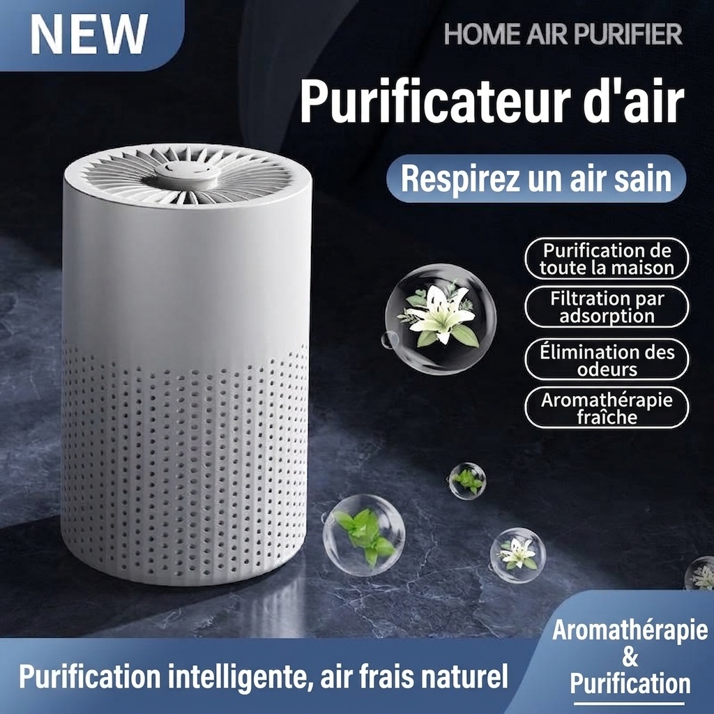 Purificateur d'air intelligent HEPA pour la maison jusqu'à 180 m², filtration multicouche pour les COV, les allergènes et les odeurs, fonctionnement silencieux avec commandes intelligentes