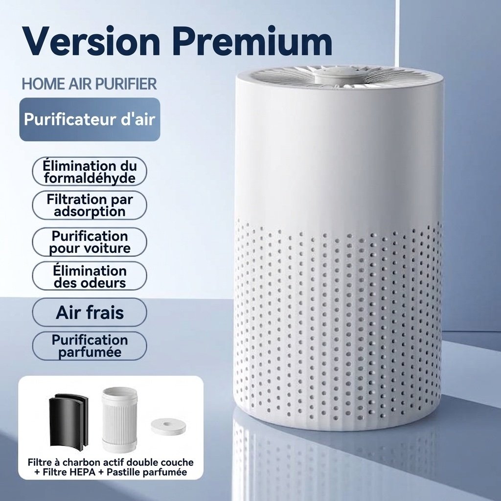 Purificateur d'air intelligent HEPA pour la maison jusqu'à 180 m², filtration multicouche pour les COV, les allergènes et les odeurs, fonctionnement silencieux avec commandes intelligentes
