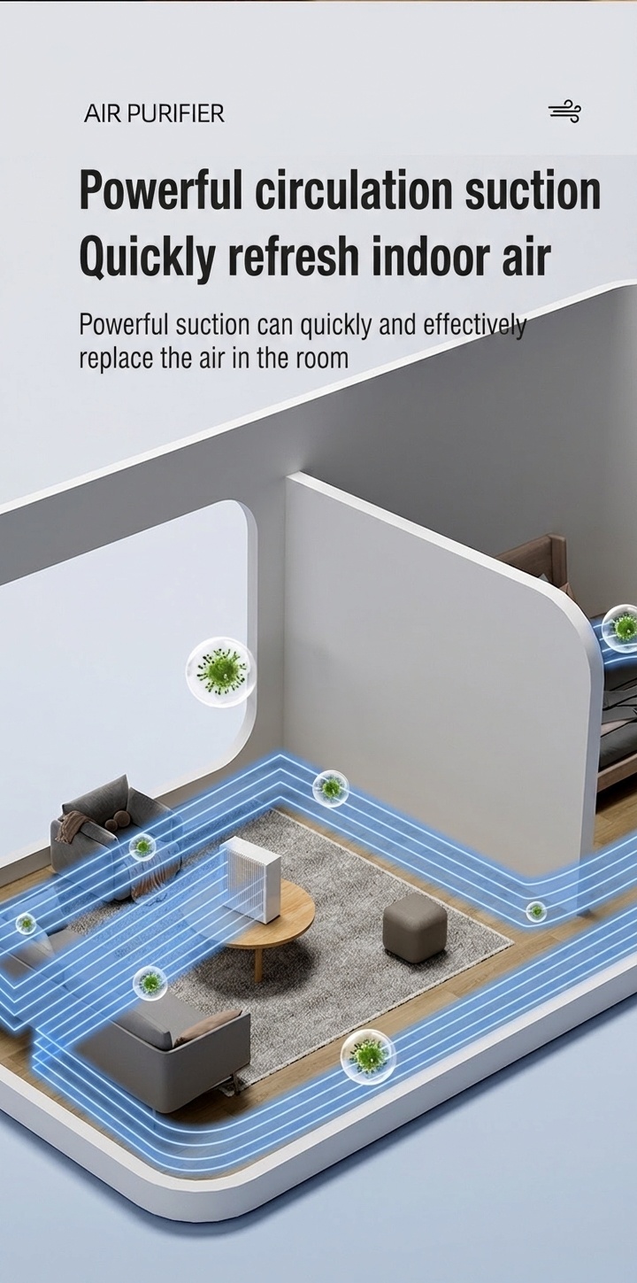 Compact HEPA & Activated Carbon Air Purifier with Negative Ion Purification, Quiet Operation, 5W Efficient Power, Type-C USB Odor Remover