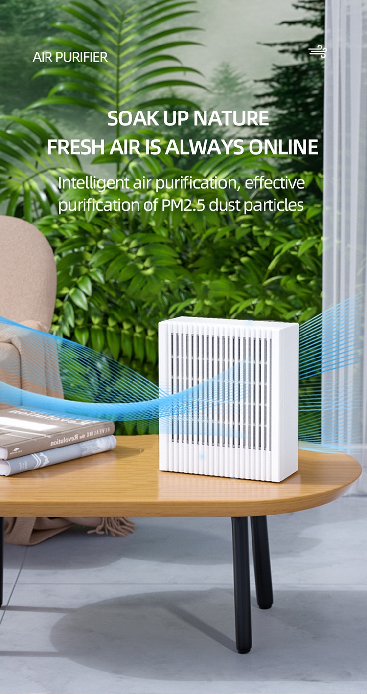 Compact HEPA & Activated Carbon Air Purifier with Negative Ion Purification, Quiet Operation, 5W Efficient Power, Type-C USB Odor Remover