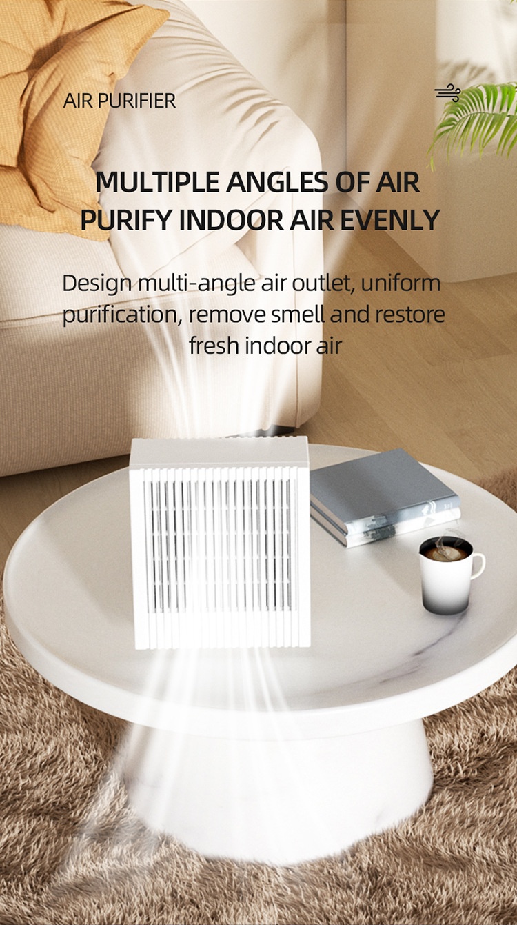Compact HEPA & Activated Carbon Air Purifier with Negative Ion Purification, Quiet Operation, 5W Efficient Power, Type-C USB Odor Remover