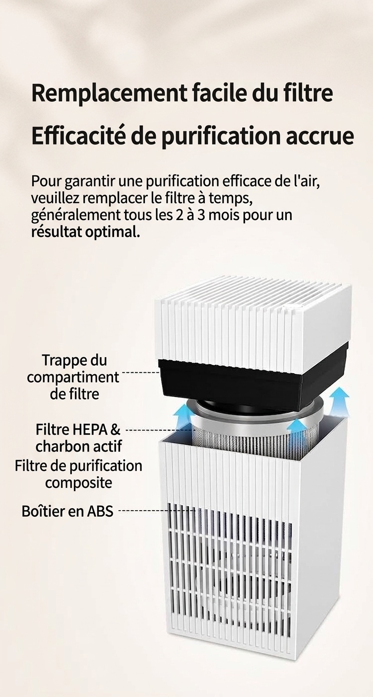 Humidificateur 4 L sans brume avec purification avancée aux ions négatifs, diffuseur d'aromathérapie intégré, évaporation naturelle silencieuse, commandes tactiles et alimentation USB