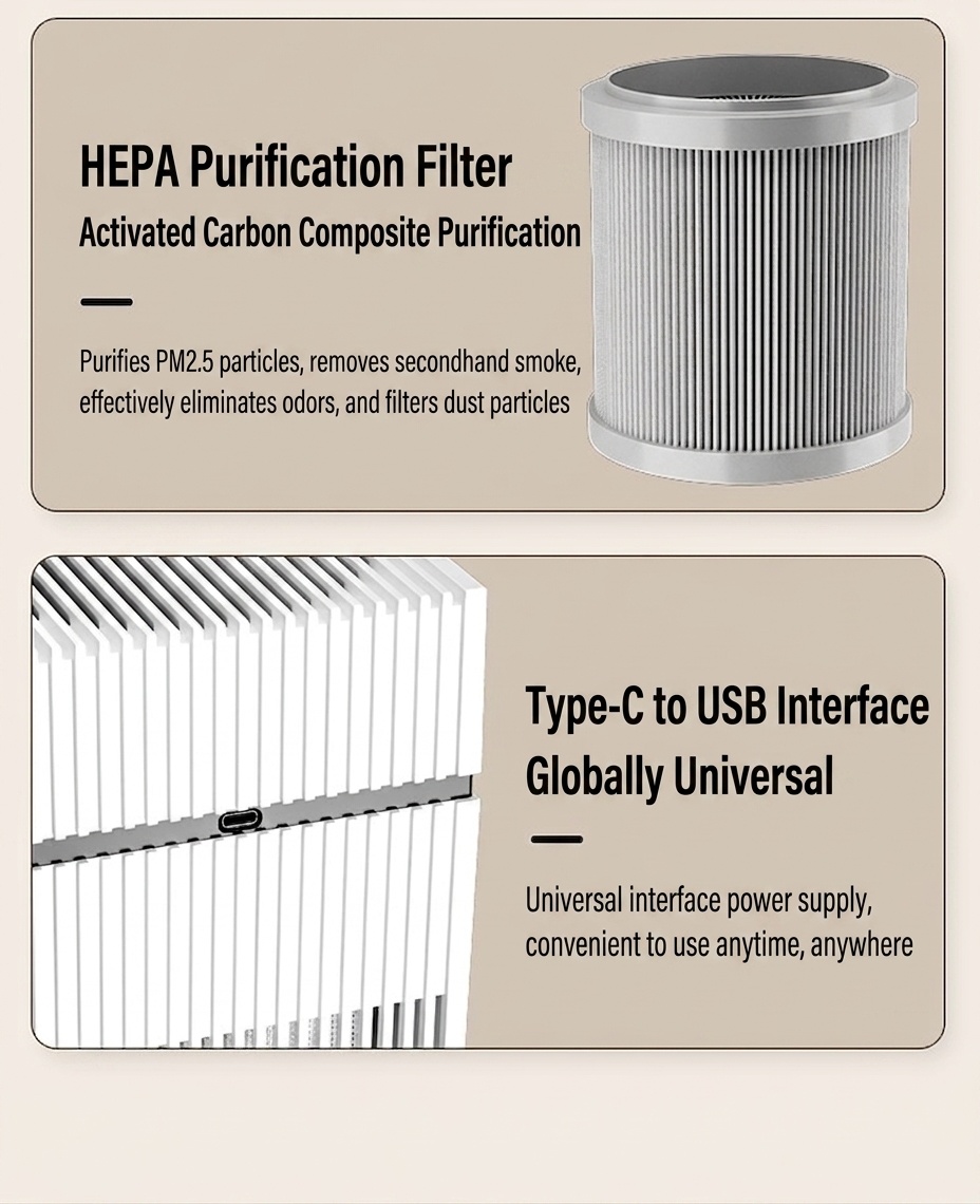 4L Mist-Free Humidifier with Advanced Negative Ion Purification, Built-in Aromatherapy Box, Quiet Natural Evaporation, Touch Controls & USB Power