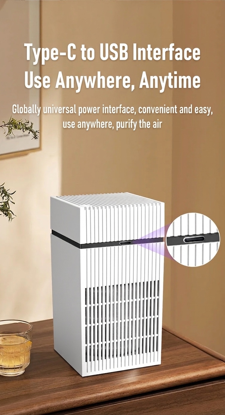 4L Mist-Free Humidifier with Advanced Negative Ion Purification, Built-in Aromatherapy Box, Quiet Natural Evaporation, Touch Controls & USB Power
