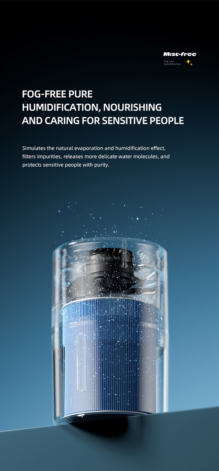 3L Fogless Humidifier & Cool Mist Air Purifier, Whole-Room Humidification, Antibacterial Filter, Quiet Operation, Easy Top-Fill Design for Home