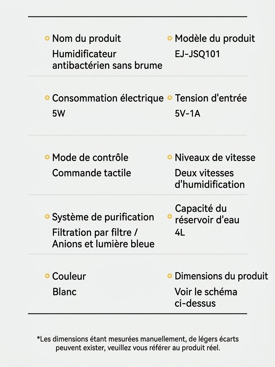 Humidificateur sans buée 3L et purificateur d'air à brume fraîche, humidification de toute la pièce, filtre antibactérien, fonctionnement silencieux, remplissage facile par le haut pour la maison