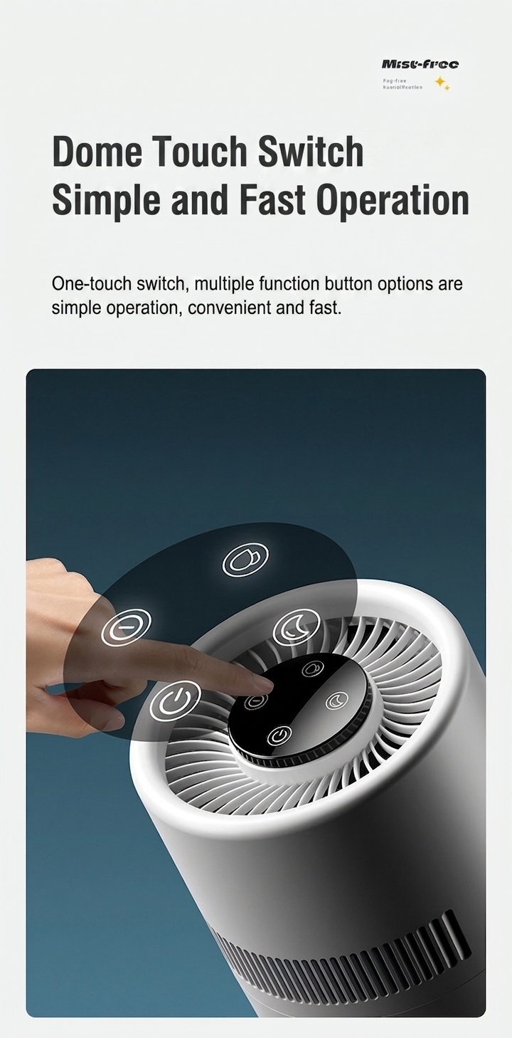 3L Fogless Humidifier & Cool Mist Air Purifier, Whole-Room Humidification, Antibacterial Filter, Quiet Operation, Easy Top-Fill Design for Home