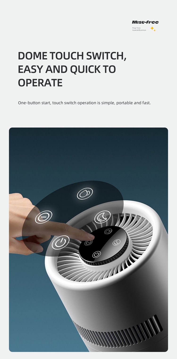 3L Fogless Humidifier & Cool Mist Air Purifier, Whole-Room Humidification, Antibacterial Filter, Quiet Operation, Easy Top-Fill Design for Home