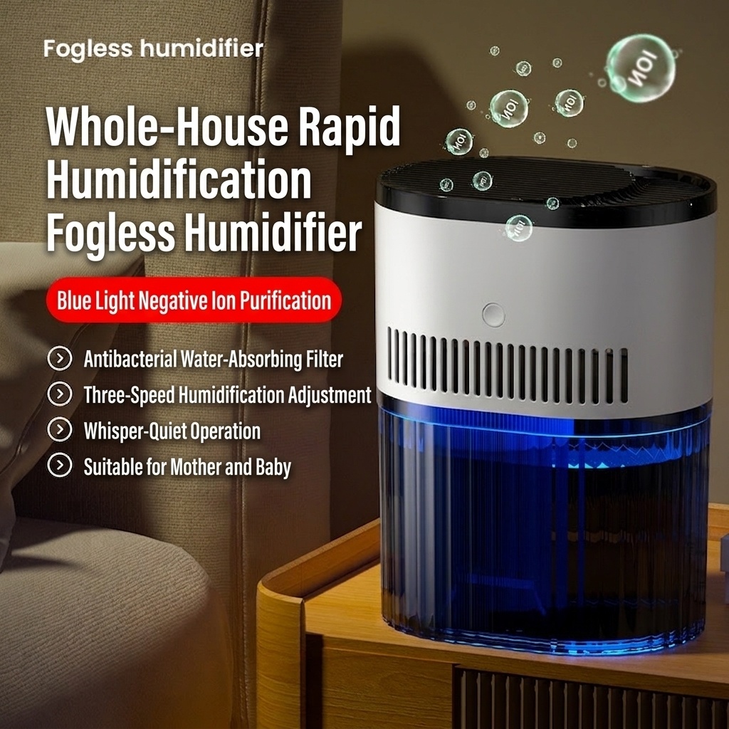 1.8L Portable Dual-Mist Humidifier, Silent Operation, 20-Hour Continuous Moisture, Soothing Night Light, USB Rechargeable Aroma Mist Humidifier for Home & Office