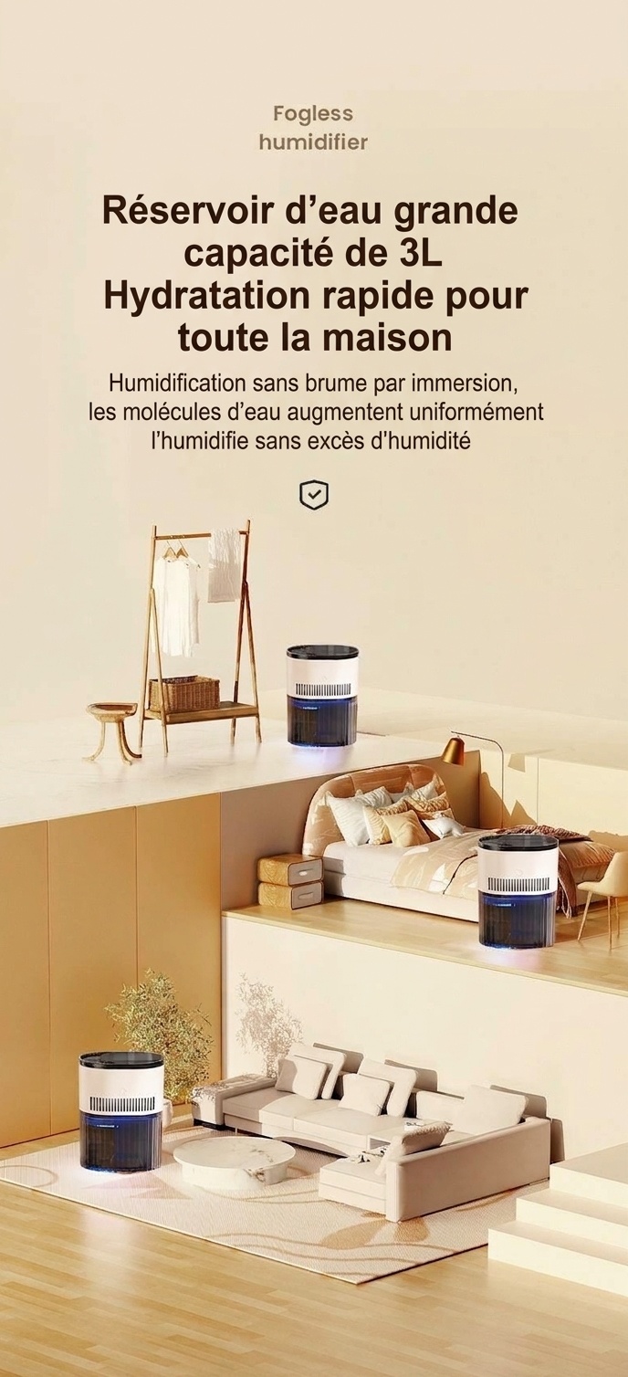 Humidificateur portable à double brume de 1,8 L, fonctionnement silencieux, 20 heures d'humidification continue, veilleuse apaisante, humidificateur à brume aromatique rechargeable par USB pour la maison et le bureau