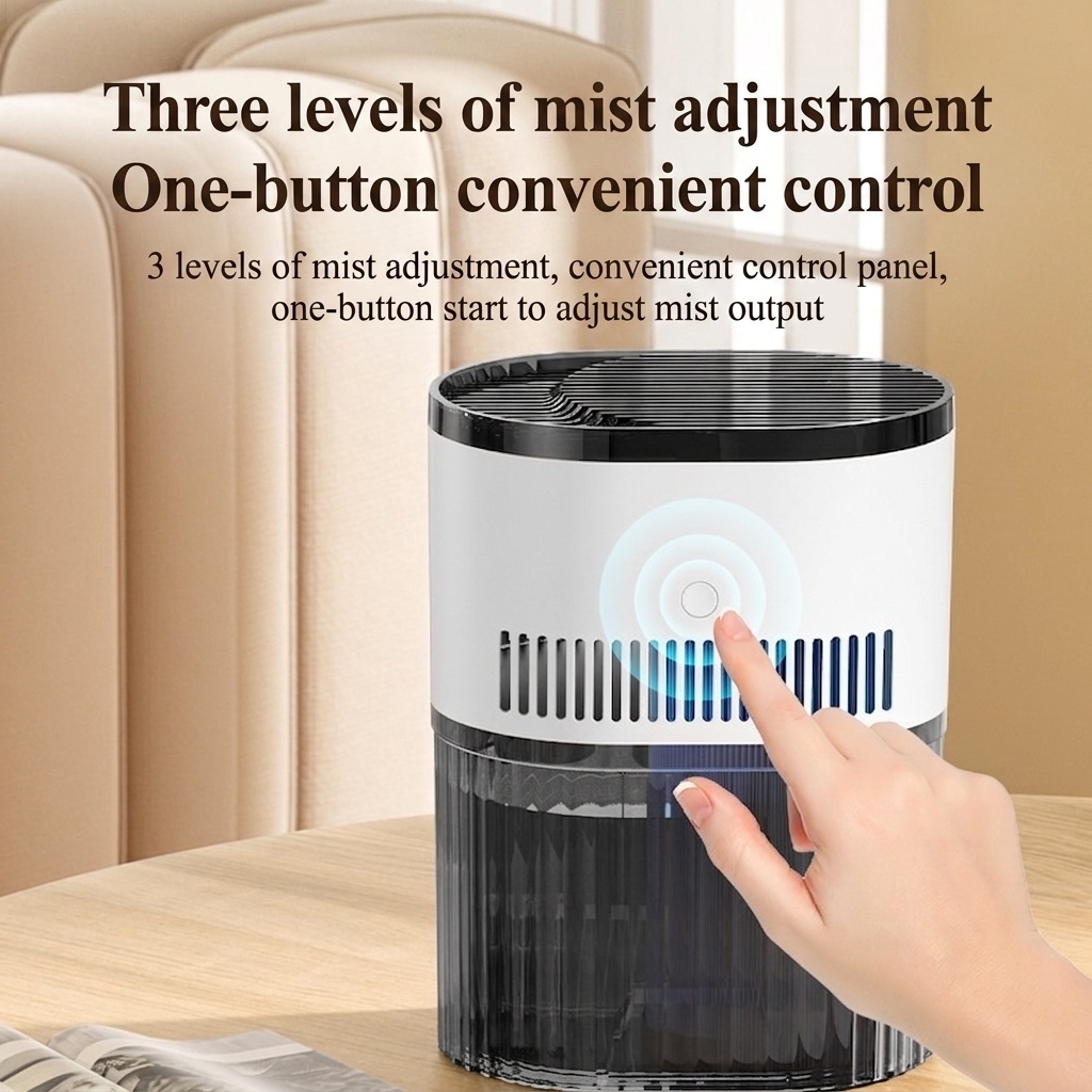 1.8L Portable Dual-Mist Humidifier, Silent Operation, 20-Hour Continuous Moisture, Soothing Night Light, USB Rechargeable Aroma Mist Humidifier for Home & Office