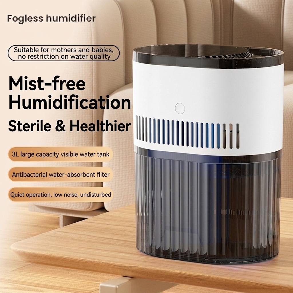 1.8L Portable Dual-Mist Humidifier, Silent Operation, 20-Hour Continuous Moisture, Soothing Night Light, USB Rechargeable Aroma Mist Humidifier for Home & Office