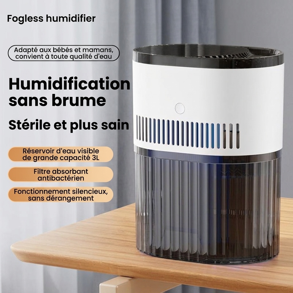 Humidificateur portable à double brume de 1,8 L, fonctionnement silencieux, 20 heures d'humidification continue, veilleuse apaisante, humidificateur à brume aromatique rechargeable par USB pour la maison et le bureau