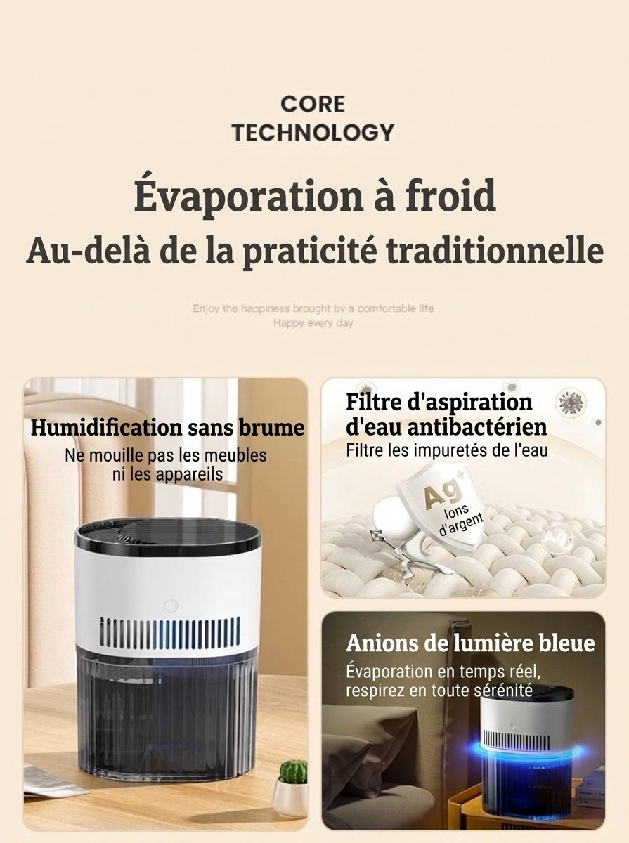 Humidificateur portable à double brume de 1,8 L, fonctionnement silencieux, 20 heures d'humidification continue, veilleuse apaisante, humidificateur à brume aromatique rechargeable par USB pour la maison et le bureau