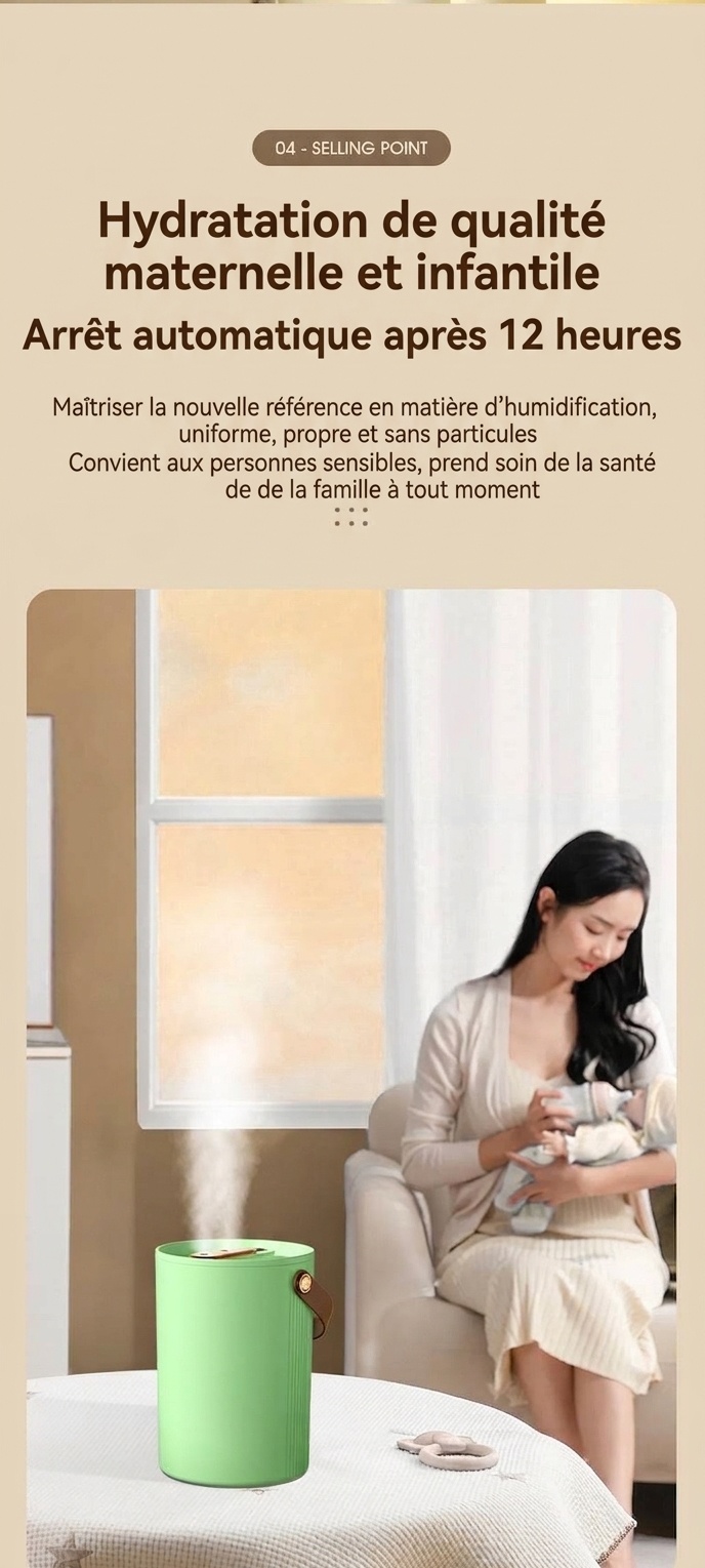 Humidificateur portable à double brume de 1,8 L, fonctionnement silencieux, 20 heures d'humidification continue, veilleuse apaisante, humidificateur à brume fraîche rechargeable par USB pour la maison et le bureau
