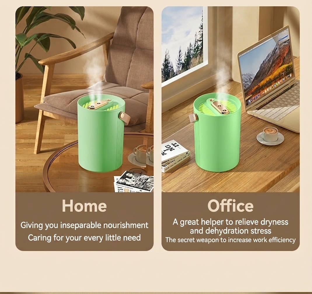 1.8L Portable Dual-Mist Humidifier, Silent Operation, 20-Hour Continuous Moisture, Soothing Night Light, USB Rechargeable Cool Mist Humidifier for Home & Office