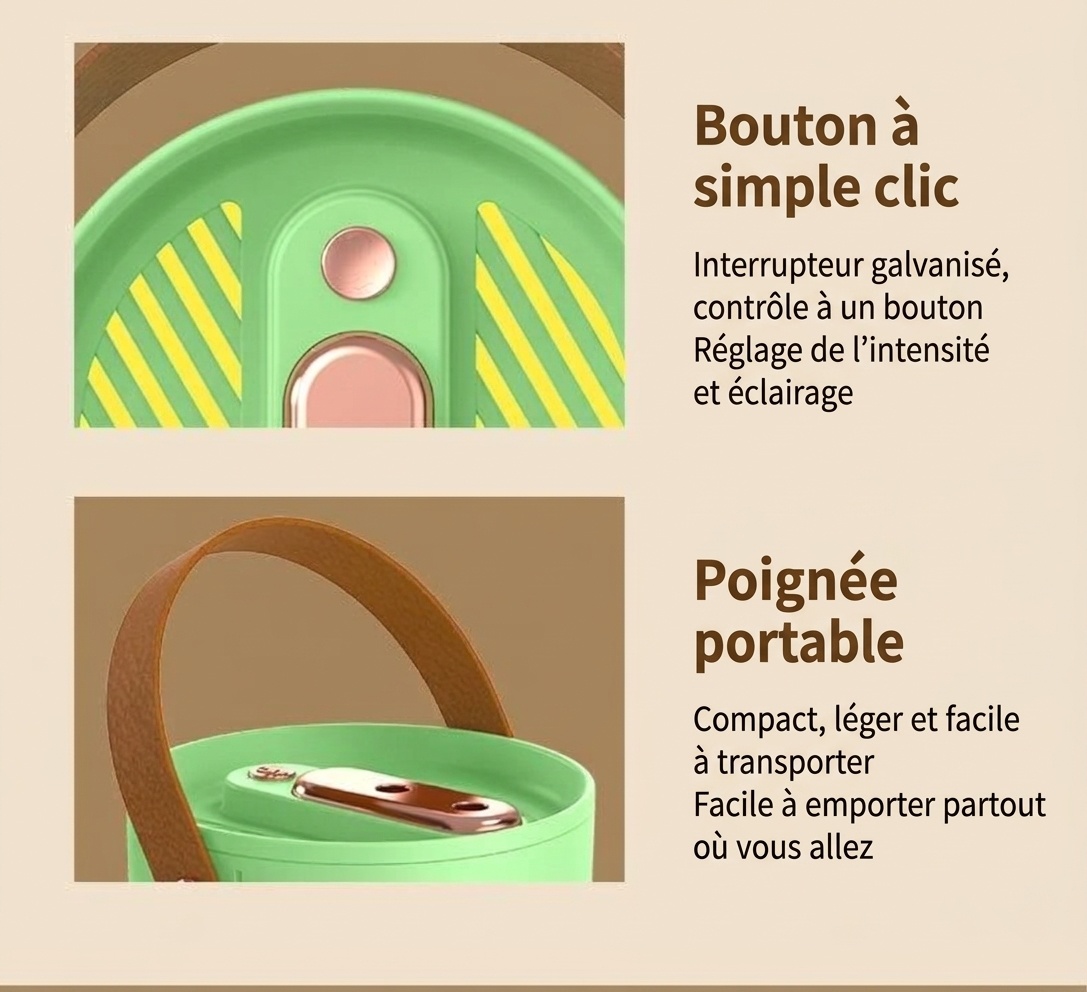 Humidificateur portable à double brume de 1,8 L, fonctionnement silencieux, 20 heures d'humidification continue, veilleuse apaisante, humidificateur à brume fraîche rechargeable par USB pour la maison et le bureau