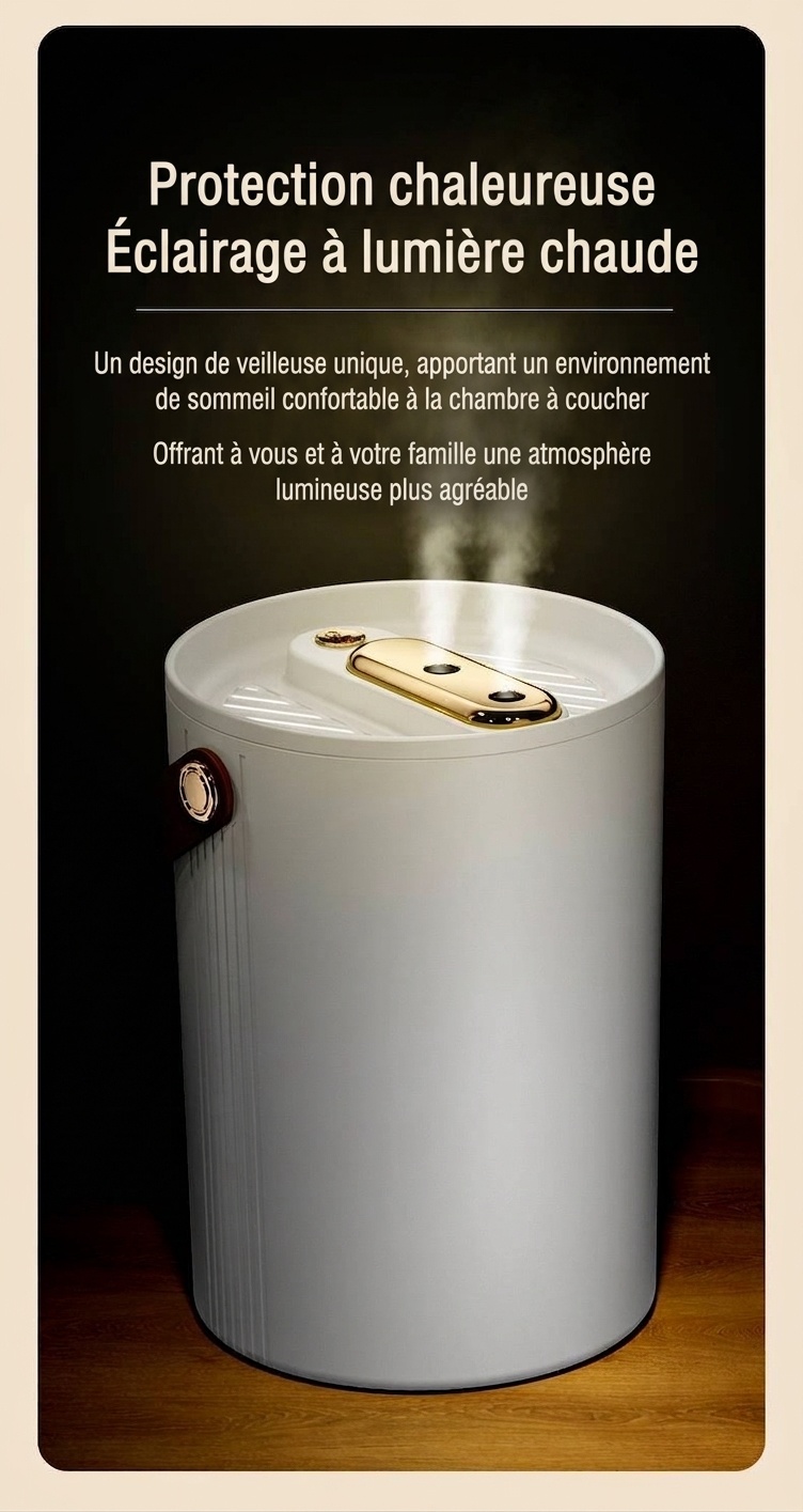 Humidificateur portable à double brume de 1,8 L, fonctionnement silencieux, 20 heures d'humidification continue, veilleuse apaisante, humidificateur à brume fraîche rechargeable par USB pour la maison et le bureau
