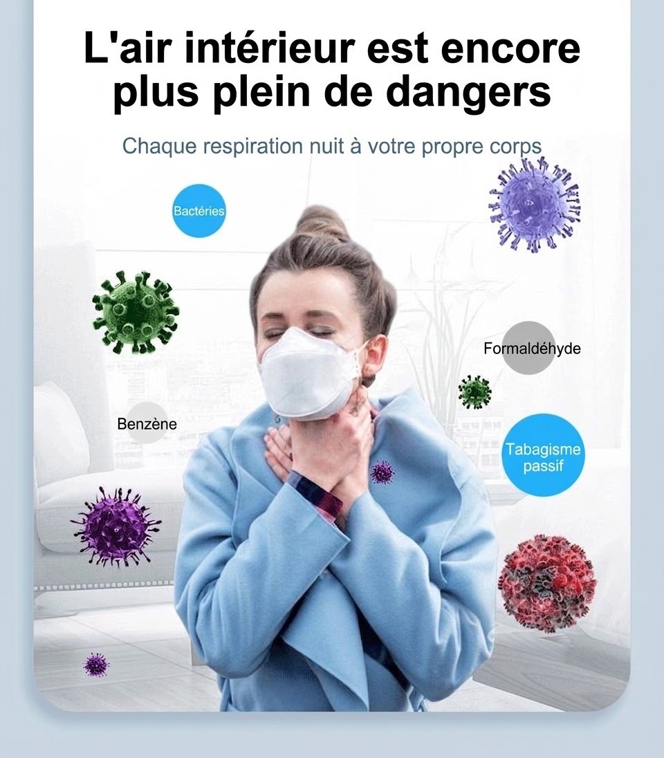 Collier purificateur d'air portable à ions négatifs, désodorisant personnel à porter, plus de 50 millions d'ions, autonomie de 24 heures, élimine les PM2.5, la fumée et les allergènes, en ABS léger