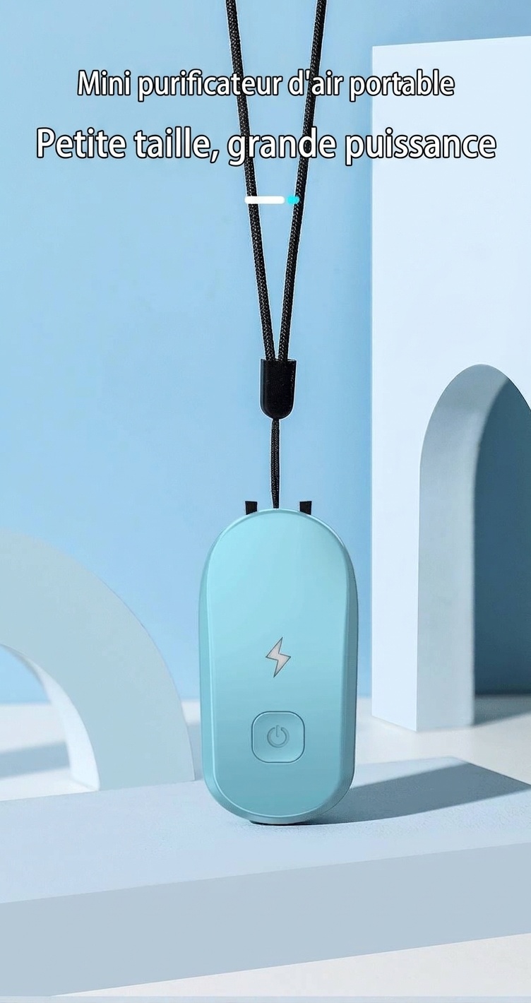 Collier purificateur d'air portable à ions négatifs, désodorisant personnel à porter, plus de 50 millions d'ions, autonomie de 24 heures, élimine les PM2.5, la fumée et les allergènes, en ABS léger