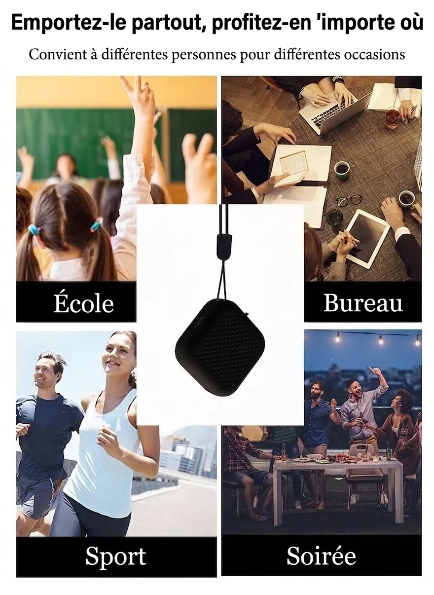 Mini purificateur d'air portable à porter en collier, rechargeable par USB, léger (29 g), silencieux, élimine les particules fines PM2.5, le pollen et la fumée. Idéal pour les voyages.