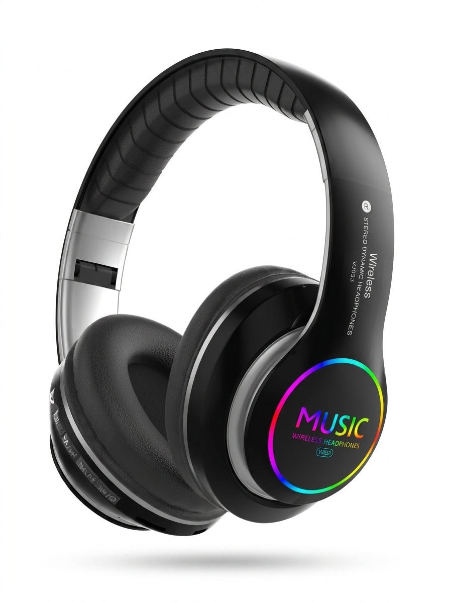 Wireless Bluetooth 5.0 Headphones with RGB Light & Mic