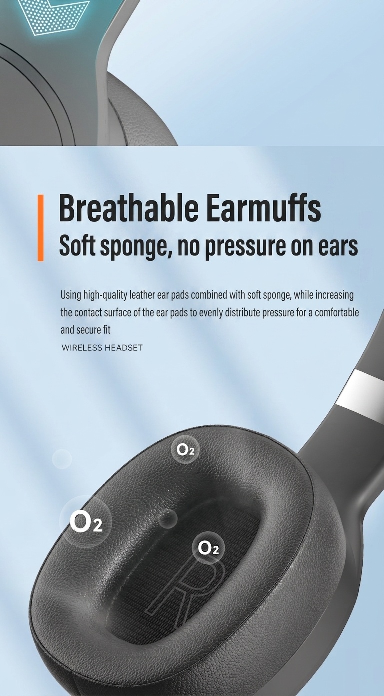 Wireless Bluetooth 5.1 Over-Ear Headphones with Deep Bass
