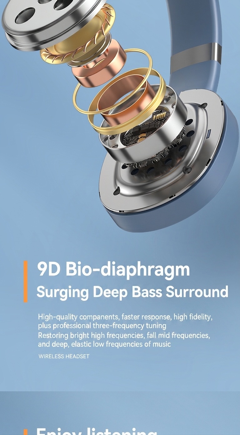 Wireless Bluetooth 5.1 Over-Ear Headphones with Deep Bass