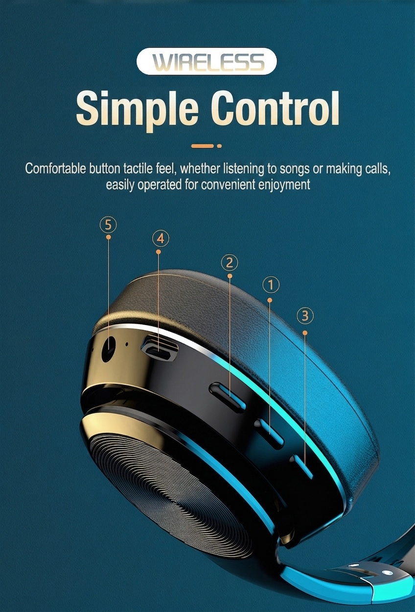 Wireless Bluetooth Headphones with 8D Surround Sound
