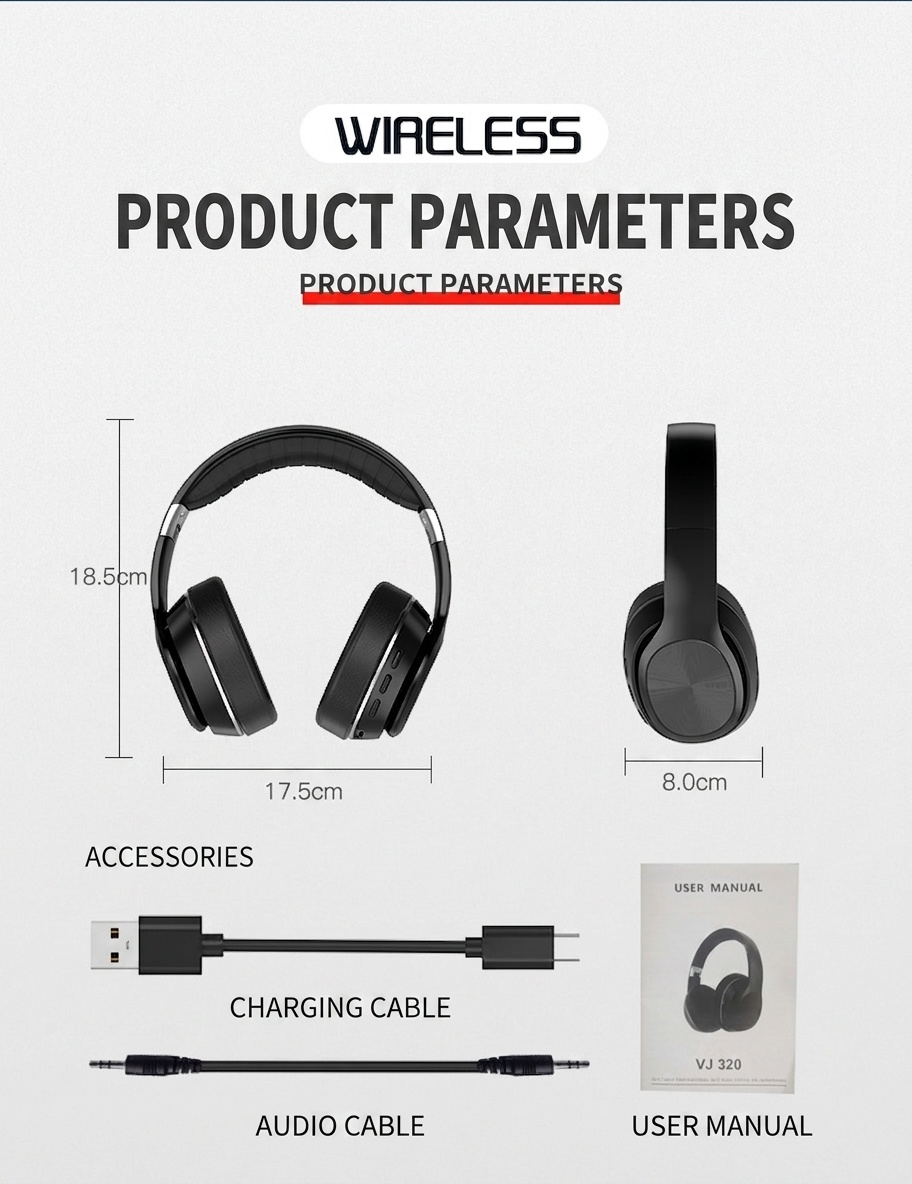 Wireless Bluetooth Headphones with 8D Surround Sound