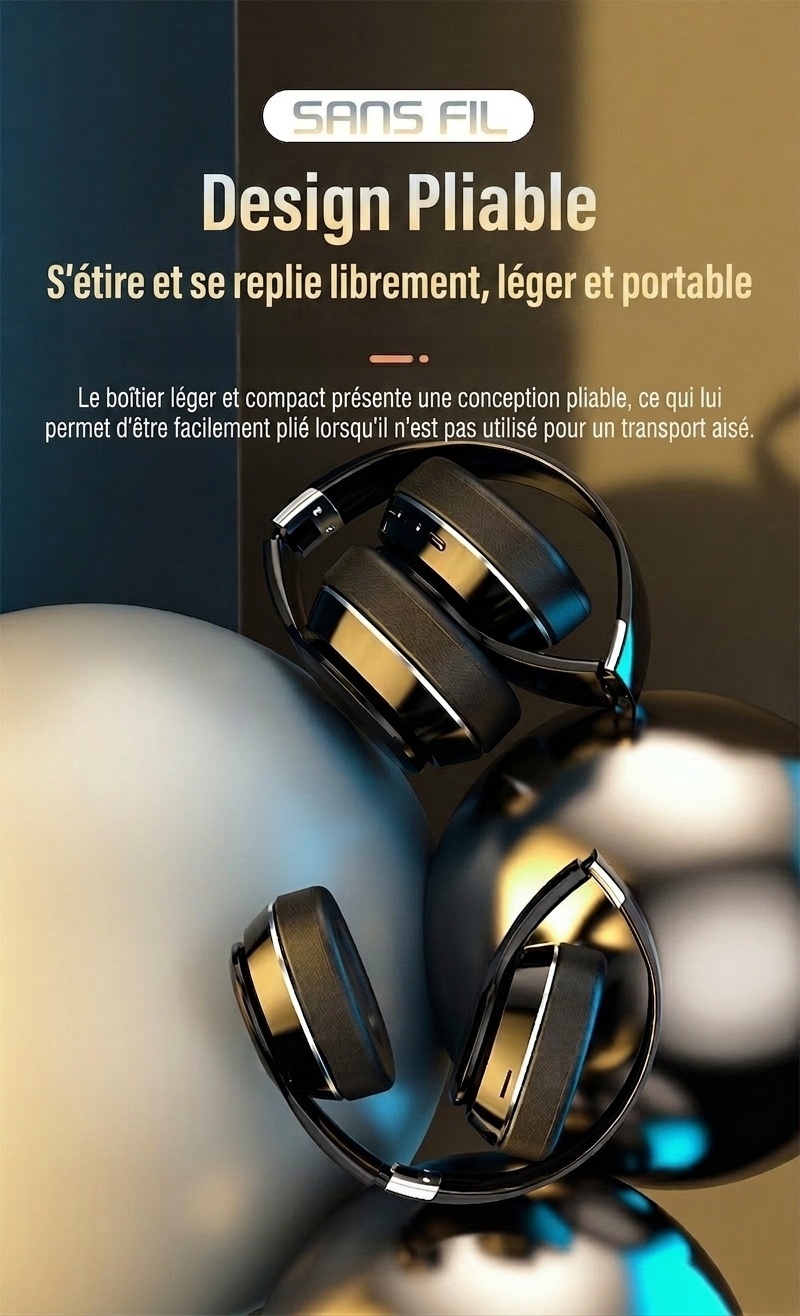 Casque Bluetooth sans fil avec son surround 8D