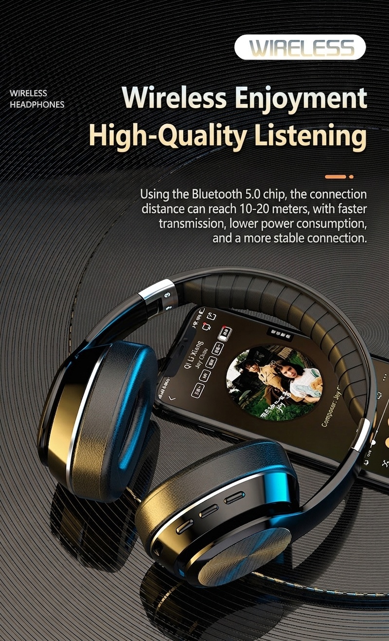 Wireless Bluetooth Headphones with 8D Surround Sound