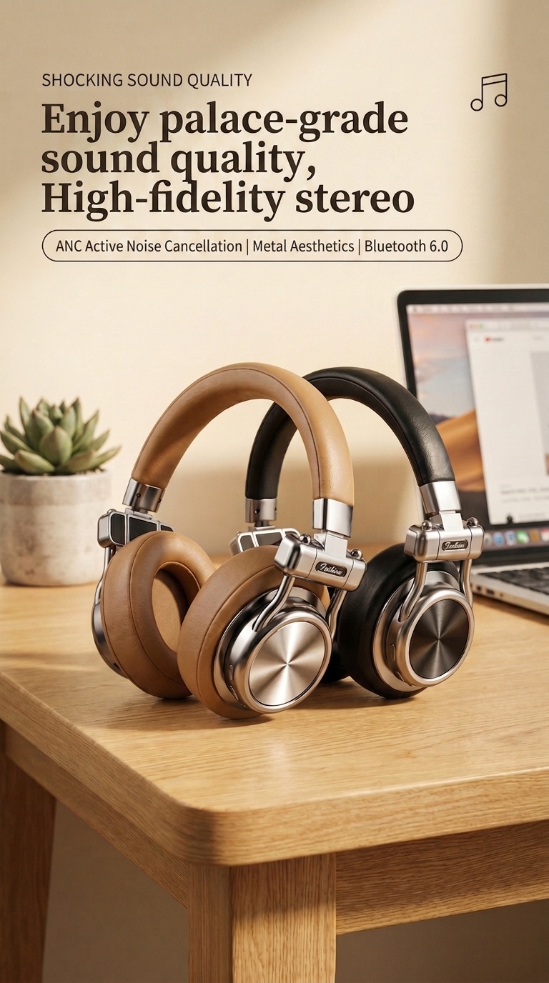Retro Wireless Noise Cancelling Headphones - Hi-Fi Bluetooth