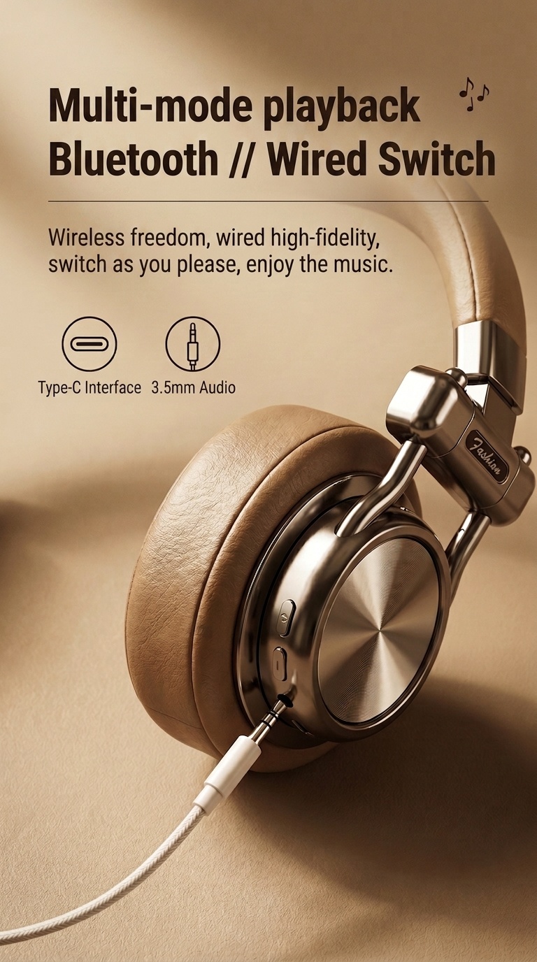 Retro Wireless Noise Cancelling Headphones - Hi-Fi Bluetooth