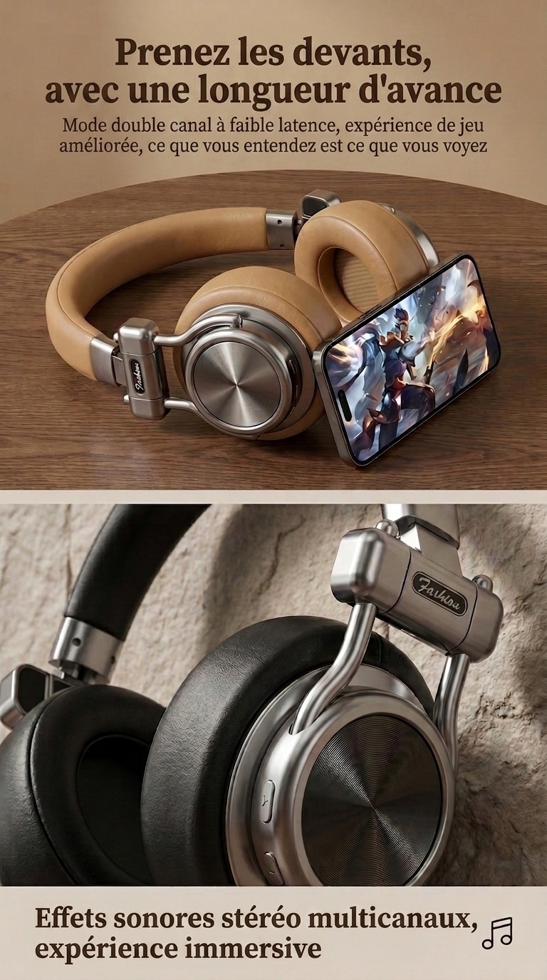 Casque rétro sans fil à réduction de bruit - Bluetooth Hi-Fi