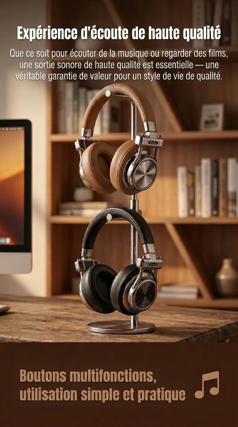 Casque rétro sans fil à réduction de bruit - Bluetooth Hi-Fi