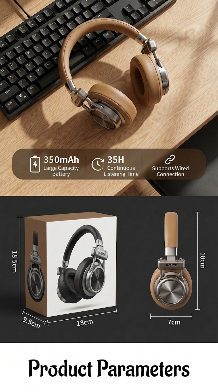 Retro Wireless Noise Cancelling Headphones - Hi-Fi Bluetooth