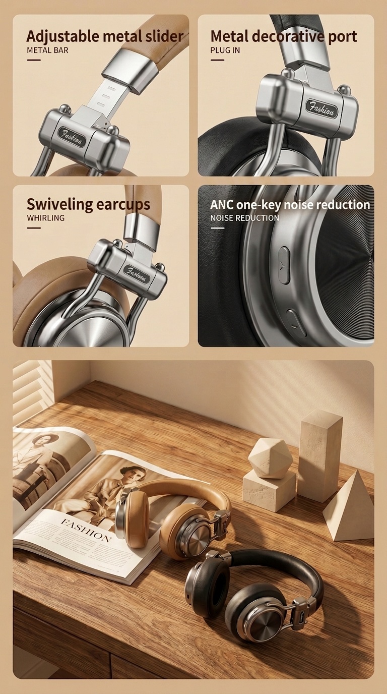Retro Wireless Noise Cancelling Headphones - Hi-Fi Bluetooth